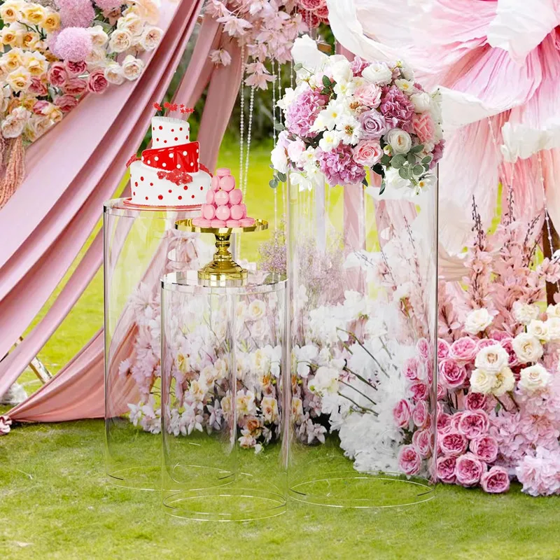 Cylinder Pedestal Stands 3PCS Display Round Decor Backdrop Dessert Table Pillars Party Birthday Props Event Decoration