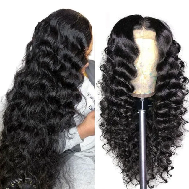 34 pouces cheveux humains 13X4 lâche vague profonde frontale perruque 13X6 bouclés dentelle avant perruques brésilien vague lâche 5x5 dentelle fermeture perruque 1