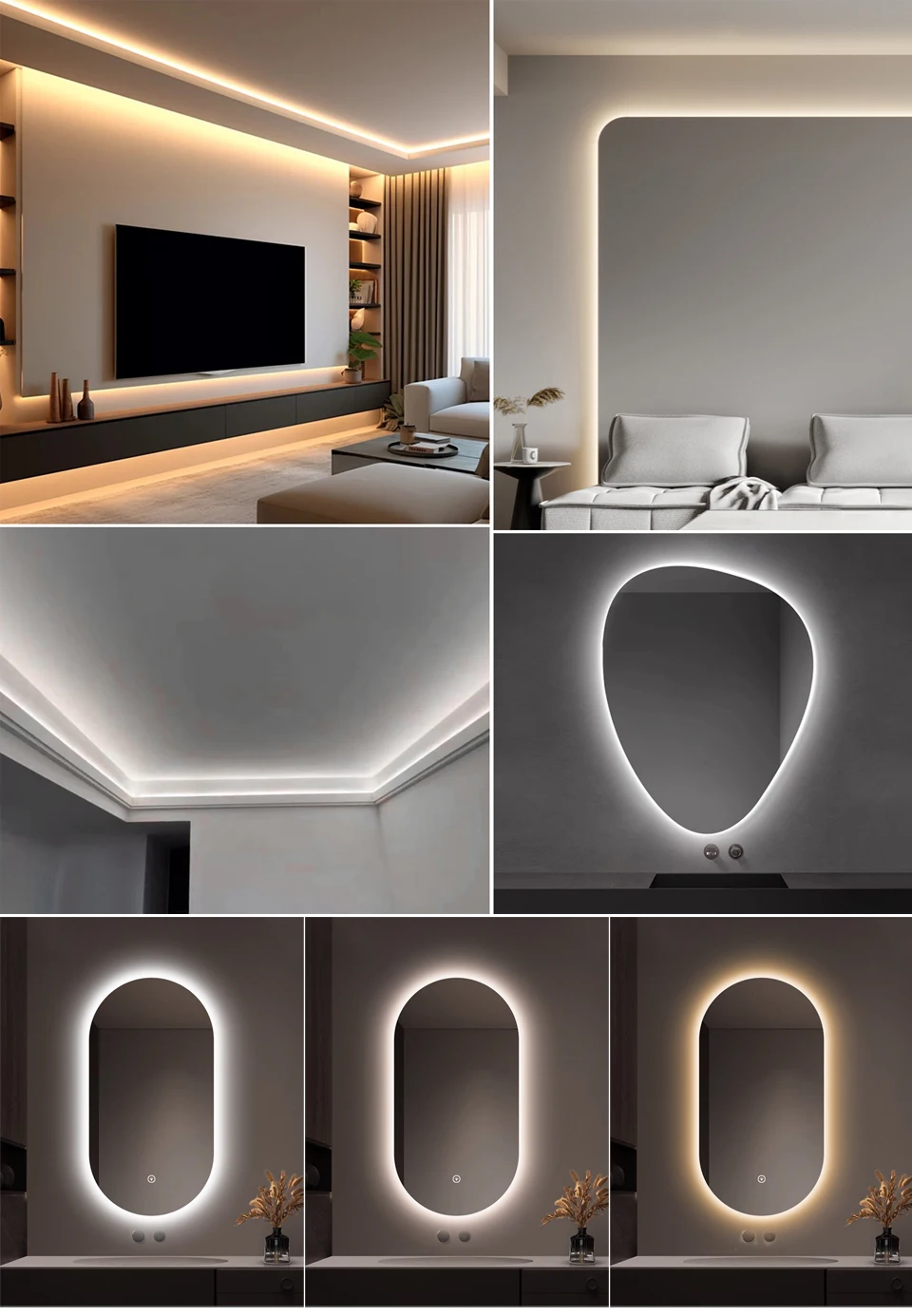 Description Picture 3 of item3PIN DC12V 24V CCT COB LED Strip Light 608LEDs/M High Lumen Dimmable LED Tape Bar Lamp For Kitchen Cabinet Bedroom Studyroom