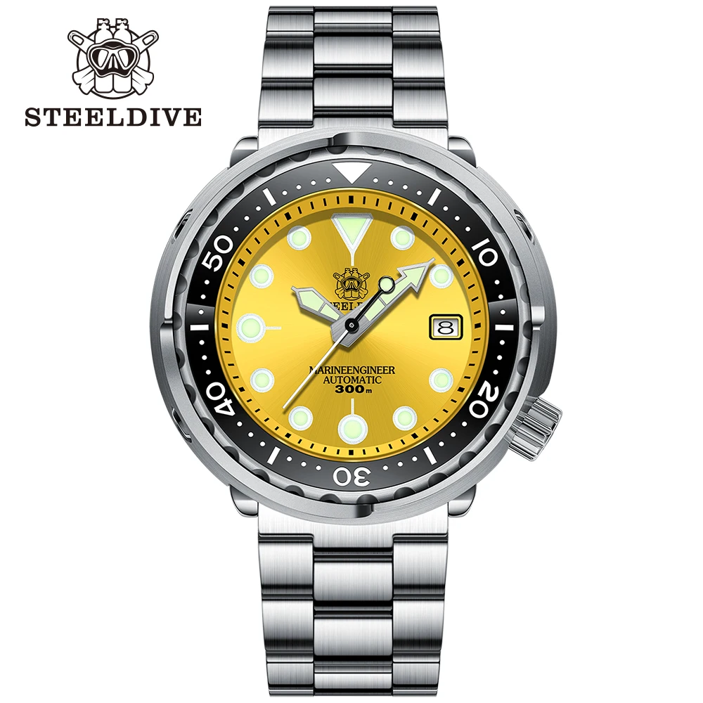 Mechanical watch Diver watch Steeldive SD1975 Candy Color Dial Ceramic bezel 30ATM 300m Waterproof Stainless Steel NH35 Tuna Mens Dive Watch Automatic