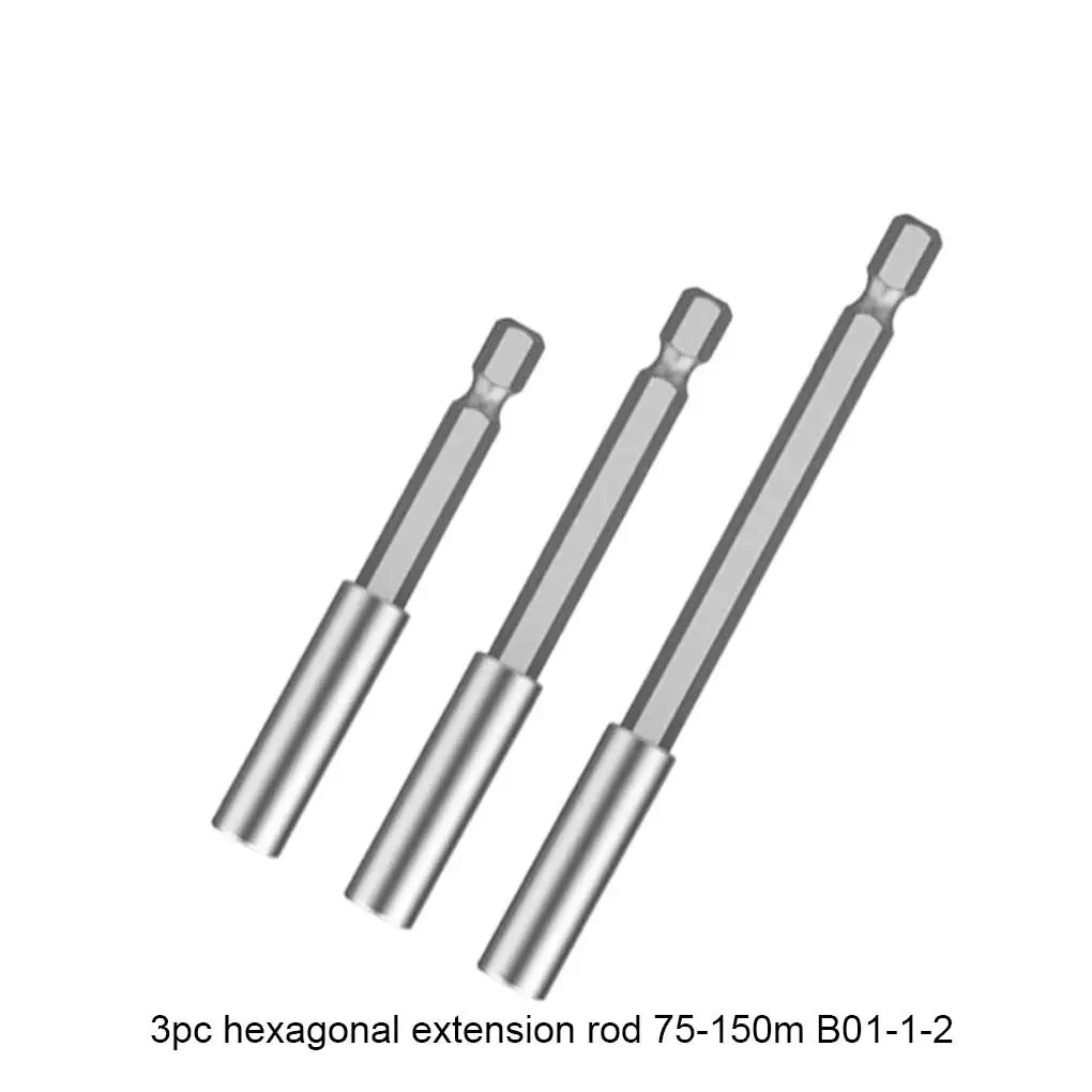 3pc 75/100/150mm Hexagonal Handle Extension Connecting Rod 1/4 Quick Change Extension Rod Batch Head Joint Tool Accessories