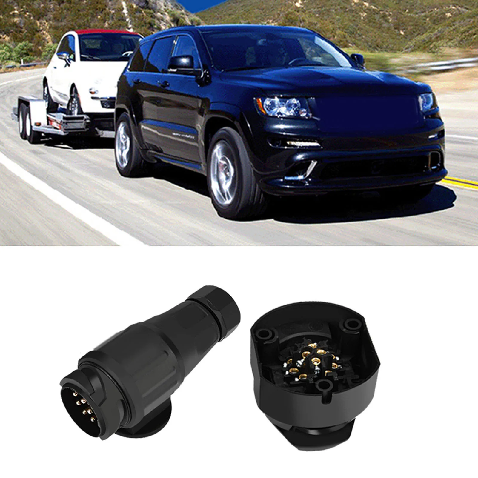 12V 13Pin Trailer Plug Socket Connector Adapter Bracket for Trailer Caravan Towing Towbar Socket