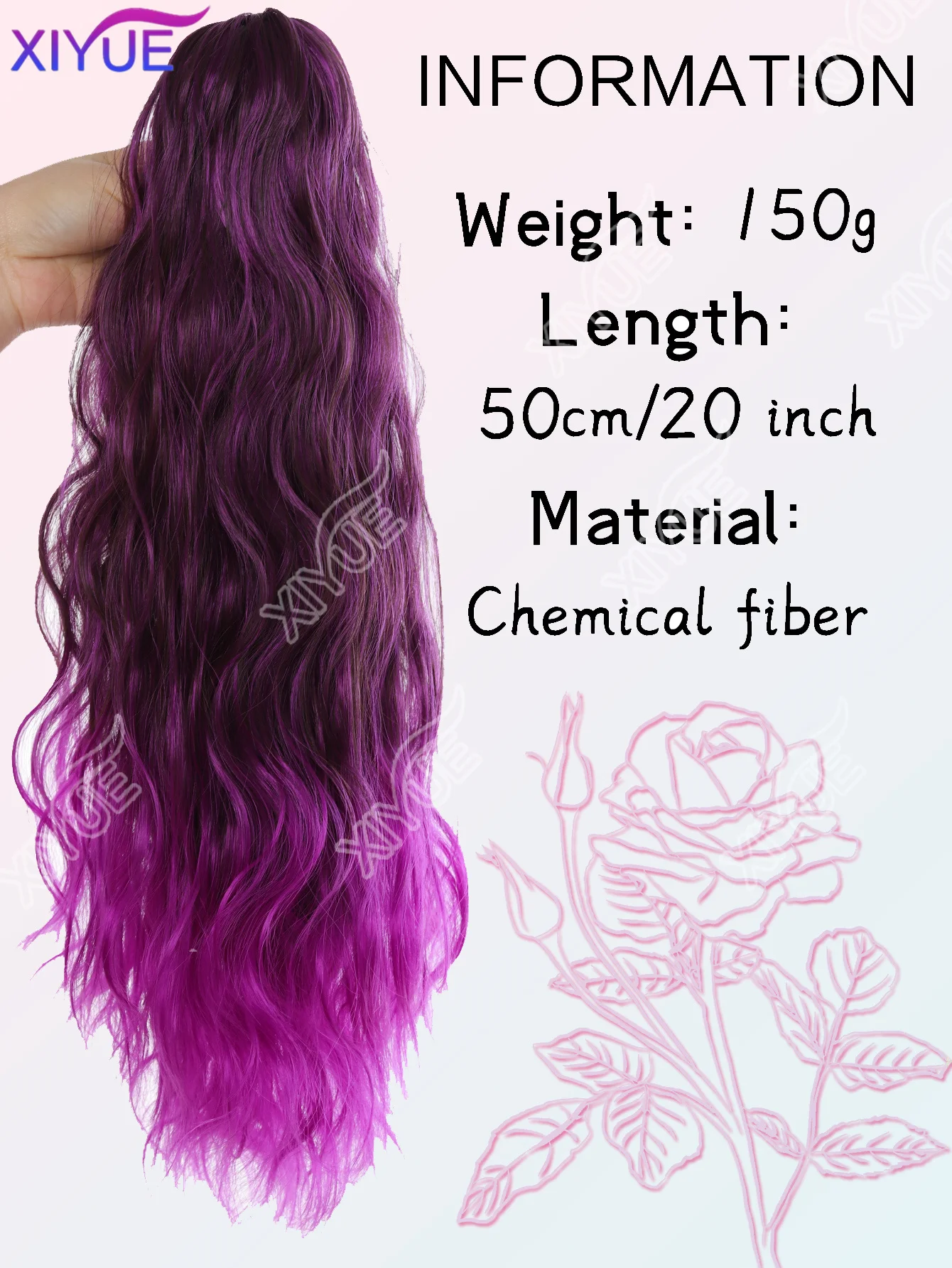 XIYUE European and American Women's Dopamine Purple Synthetic High-Temperature Hair Ponytail Wig Braid Hair Accessories