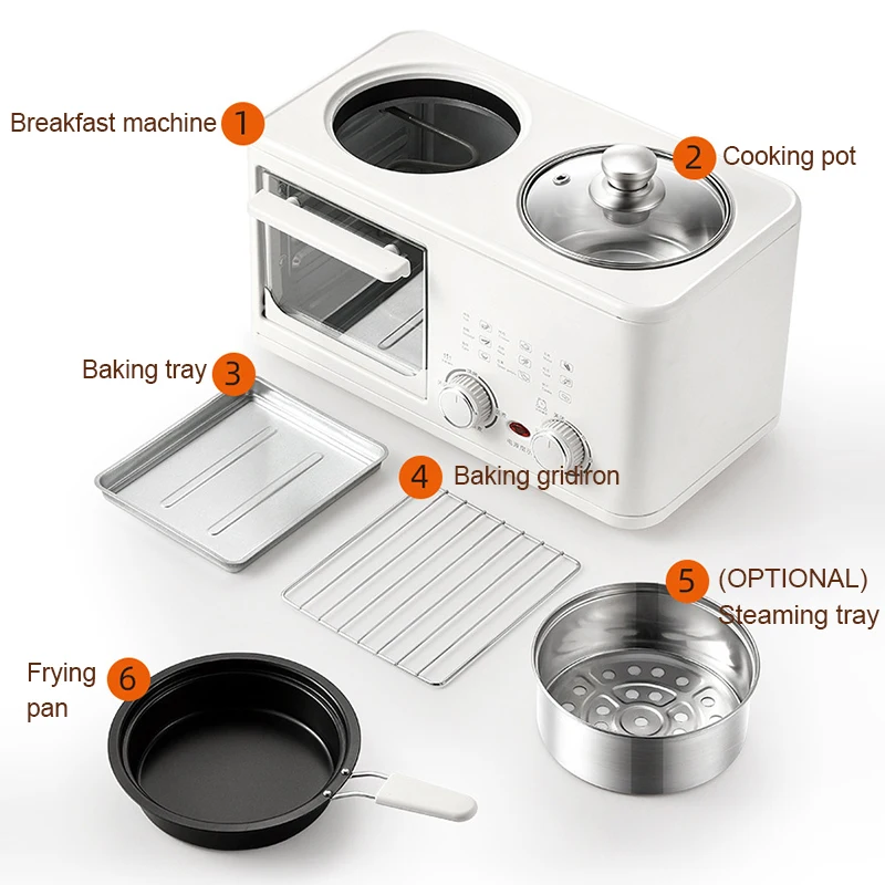 Breakfast Machine Porridge Rice Cooker Soup Stew Pasta Cooking Pot Food Steamer Bread Pizza Oven Egg Omelette Frying Pan Toaster 2