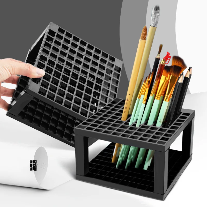 Penholder Desk Foldable Plastic Paintbrush Holders Multi-holes Pencils Pens  Storage Rack Pen Crayon Storage Shelf Office - AliExpress