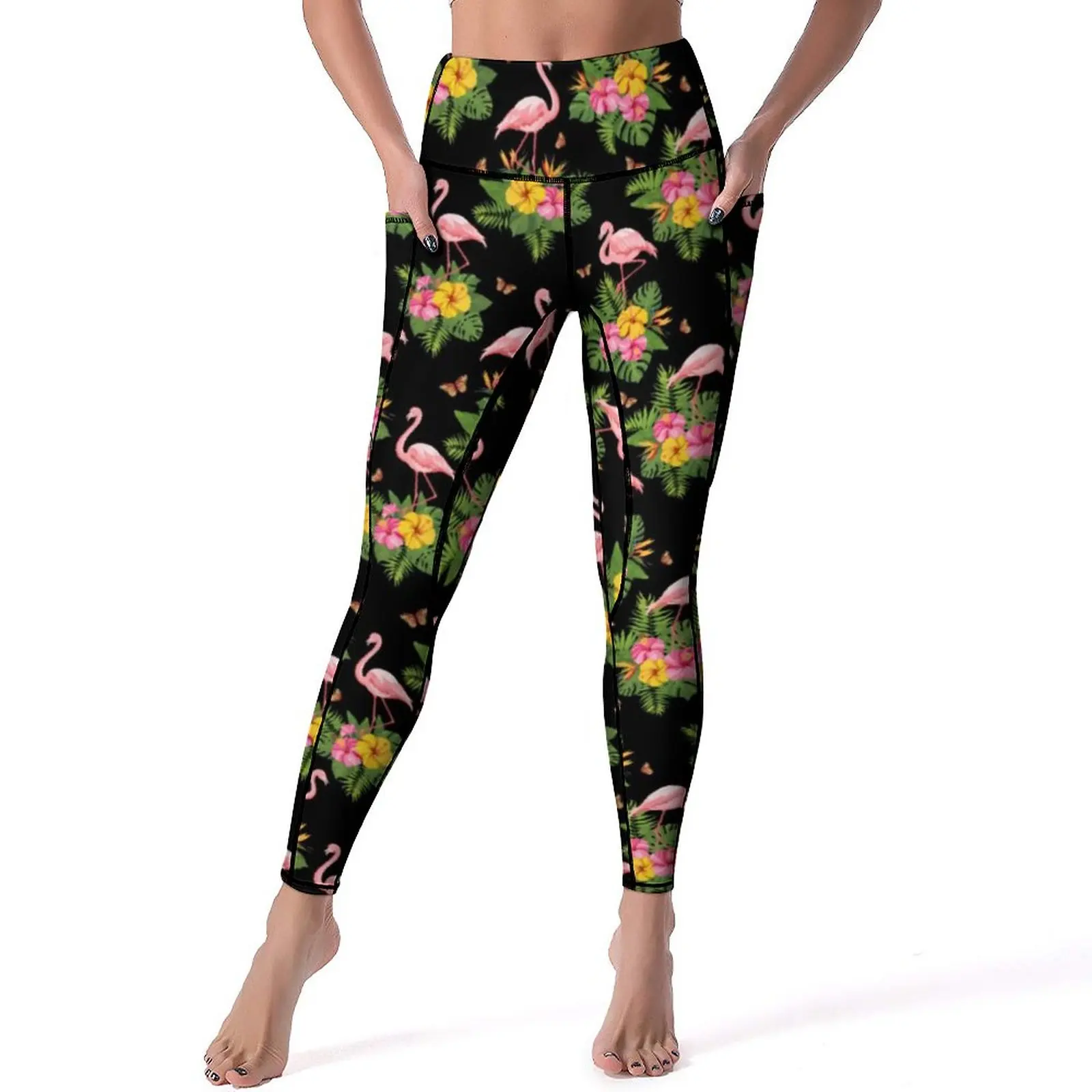 

Watercolor Flamingo Yoga Pants Tropical Print Fitness Leggings High Waist Quick-Dry Sport Pants Sexy Graphic Yoga Legging Gift