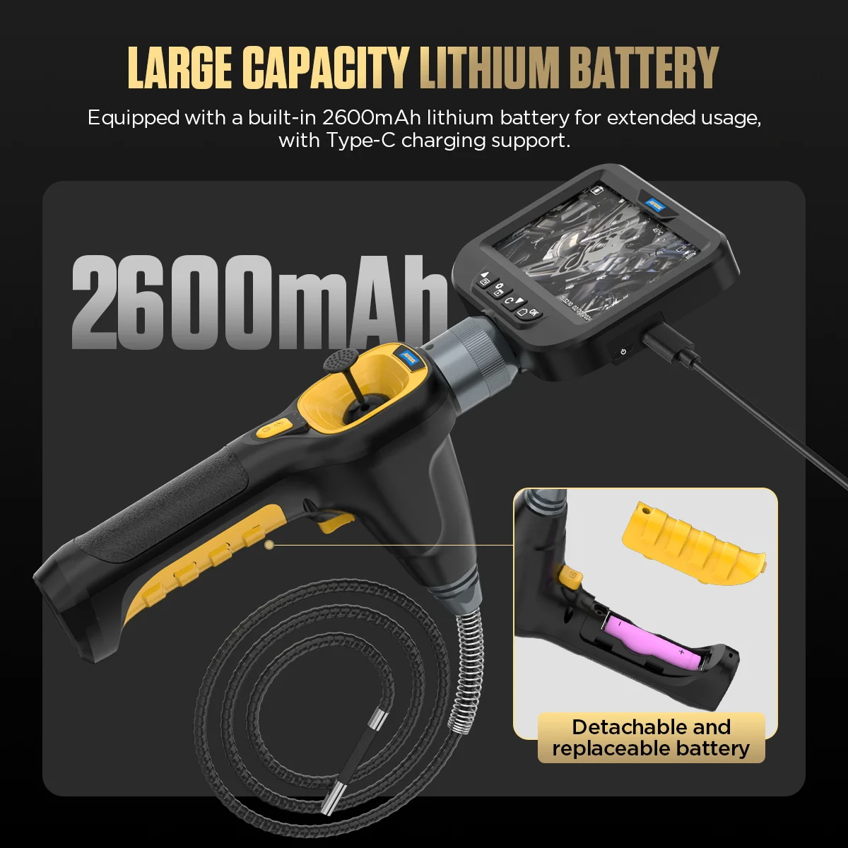 AUTOOL SVB308 단일 렌즈 디지털 내시경 1m 6MM 산업용 내시경 4.3인치 HD LCD 비디오 검사 카메라