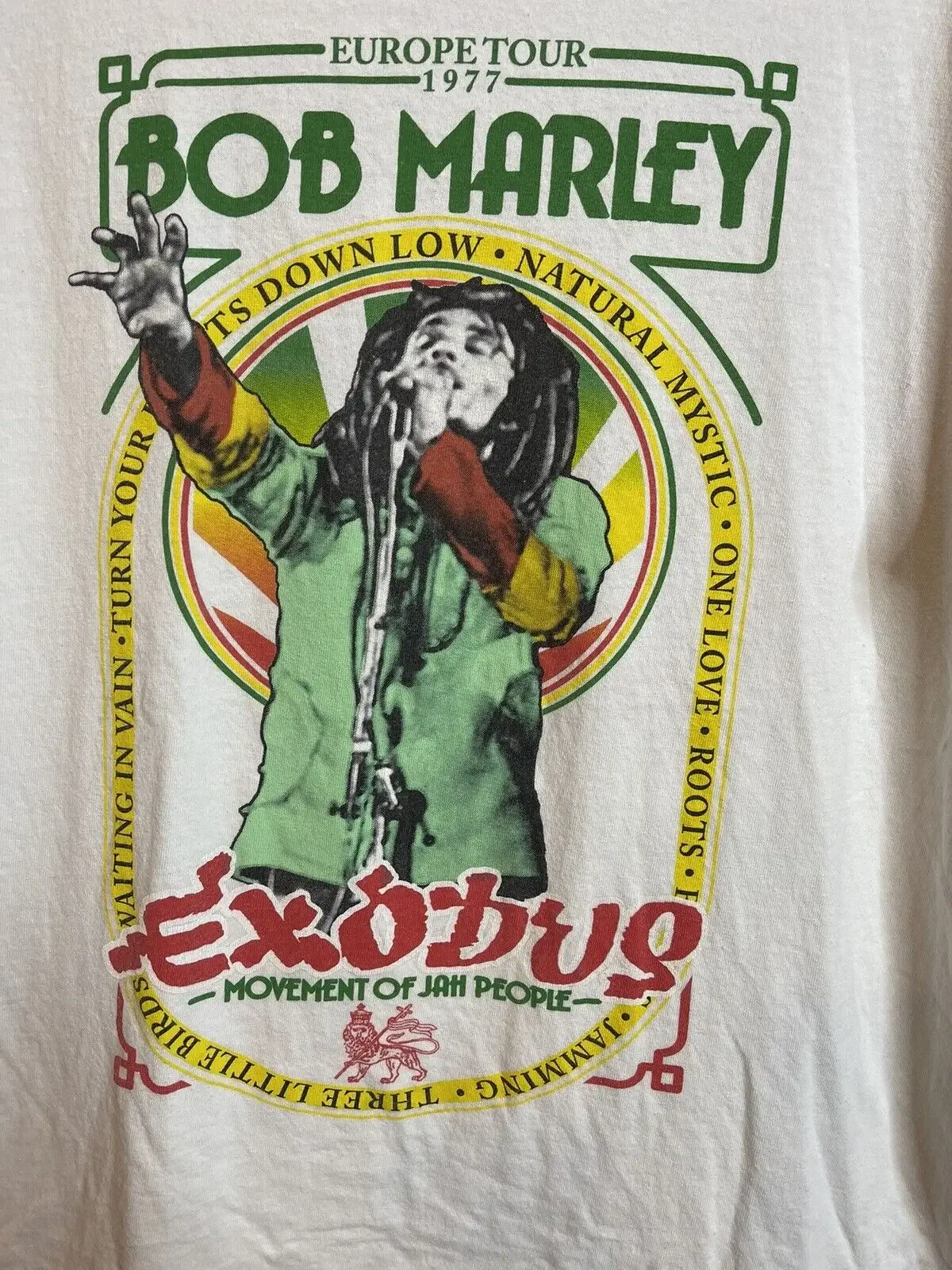 

Новое поступление, Мужская хлопковая футболка Bob Marley Europe Tour 1977 Exodus, белая, большого размера