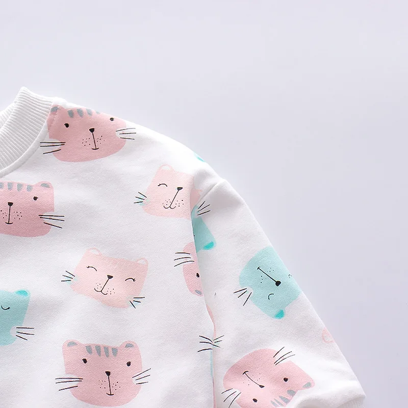 Frühling Herbst Baby Mädchen Kleidungsset Baumwolle Cartoon Katze Oberteile Hosen 2-teiliger Anzug für Kinder Geburtstagsgeschenk Kleinkind Kinderkleidung – Detail 7