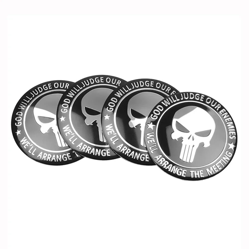Wheel Center Hub Cap Sticker Auto Car Skull Personalized Aluminum Tire Hub Decoration Accessories