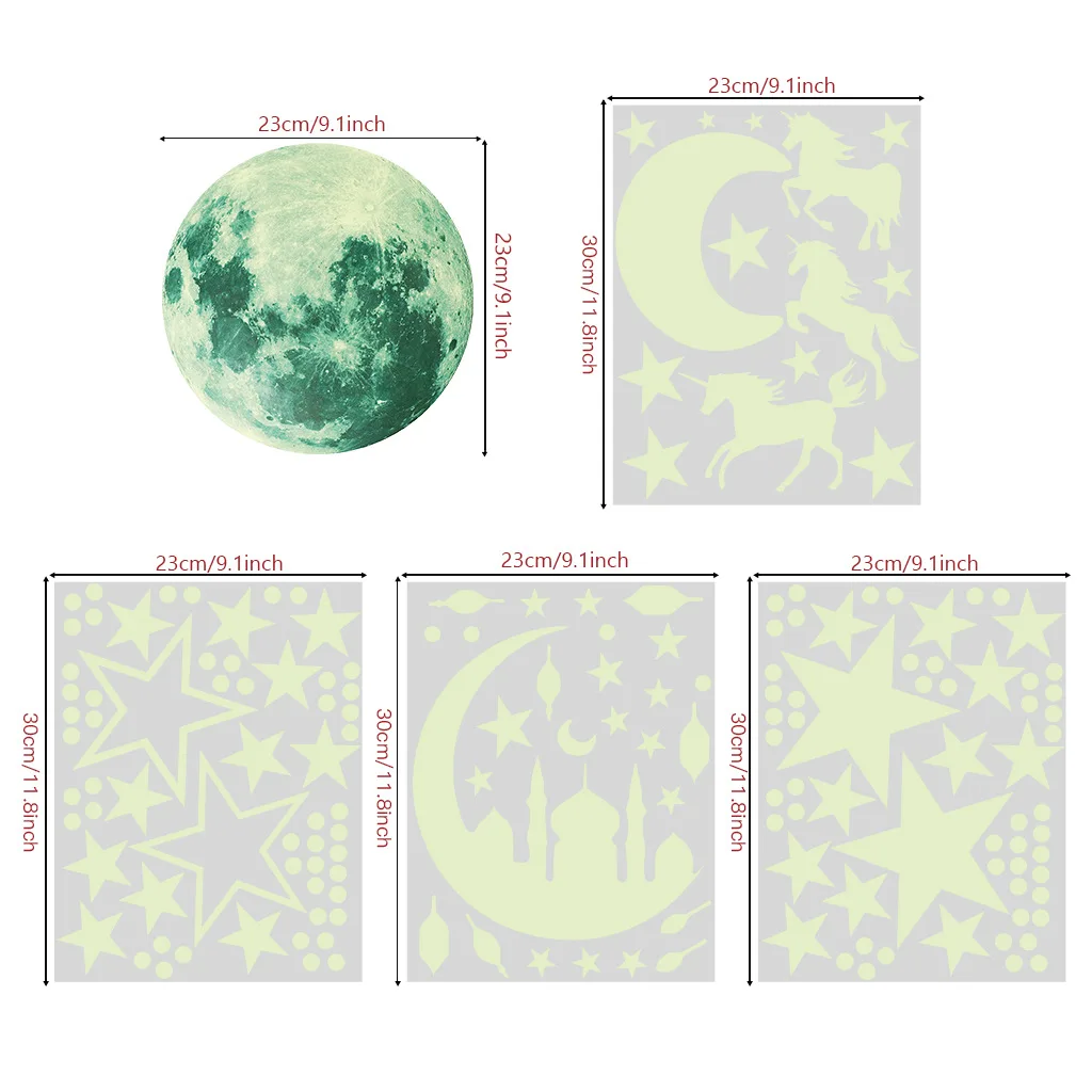 Luminous Moon and Stars Wall Stickers for Kids Room Baby Nursery Home Decoration Wall Decals Glow in the Dark Bedroom Ceiling