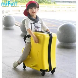 MiFuny Children Rolling Luggage Universal Wheel Sittable Cute Boarding with Password Lock Portable Business Trolley Travel Case
