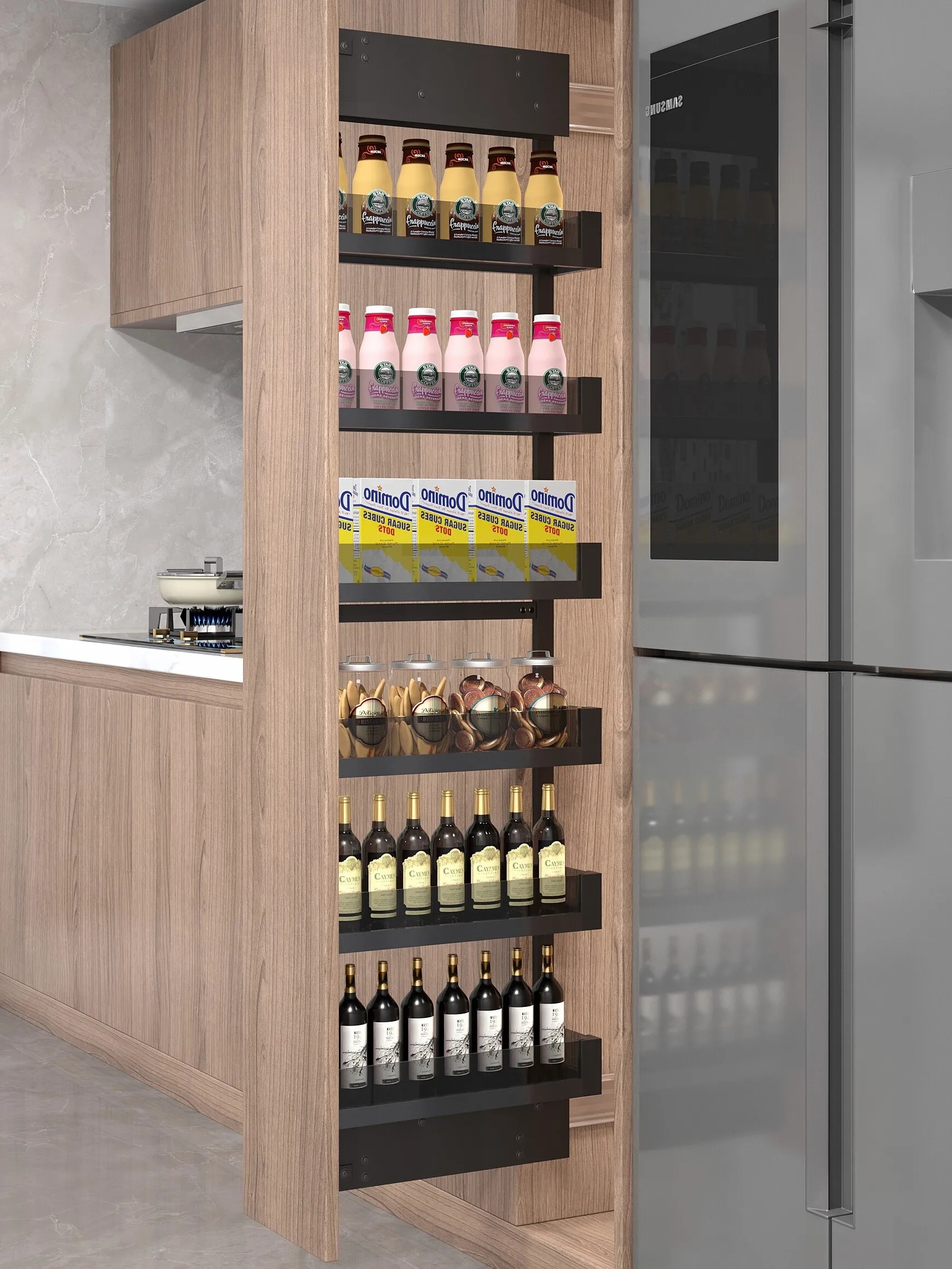 High Cabinet Snack Cabinet Monster Monster Kitchen Refrigerator Side Installation Extremely Narrow