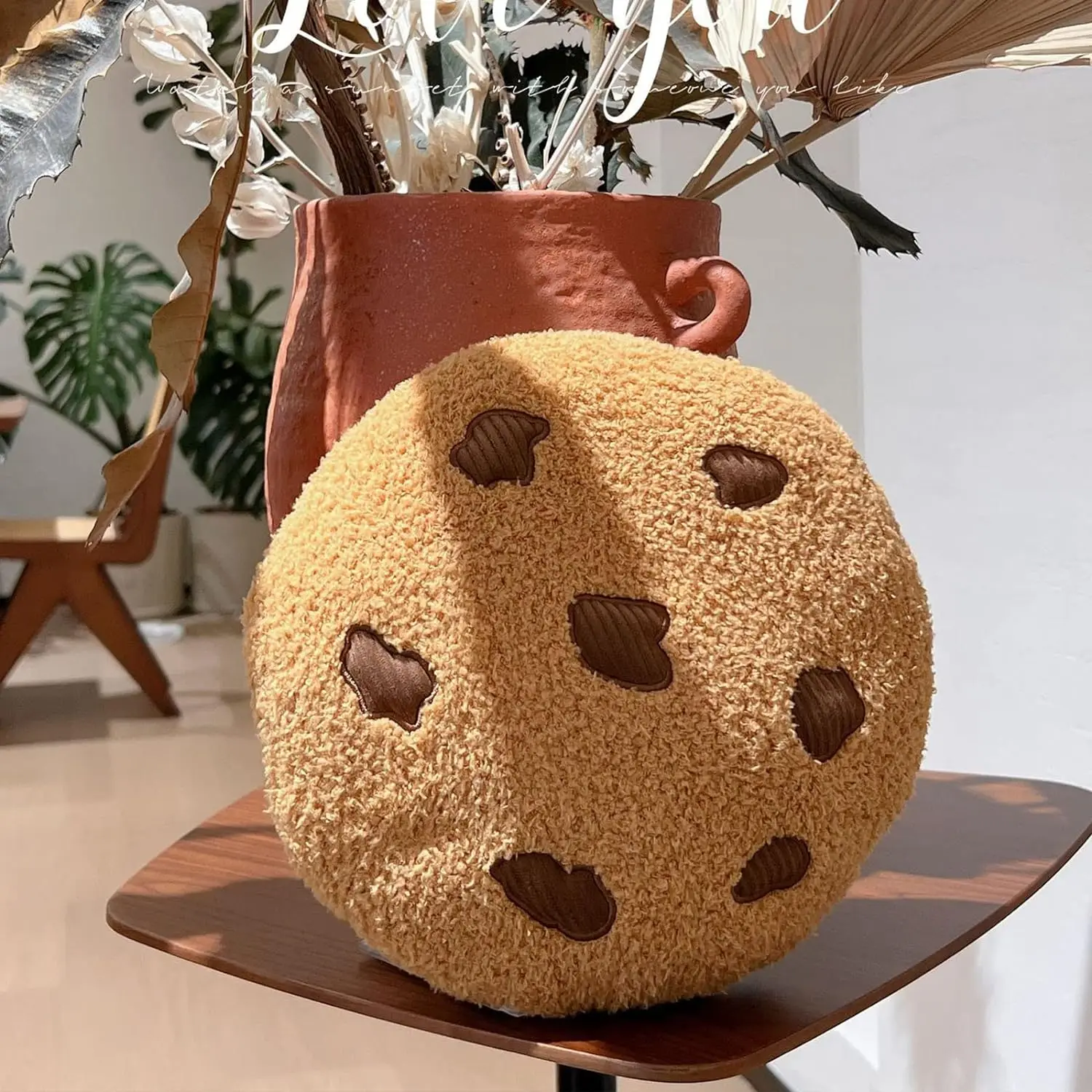 Cookies Pillow Round Chocolate Chip Cookie Throw Pillow Stuffed Plush Toy Pillow Living Room Bedroom Bedside Nap Soft Cushion 3