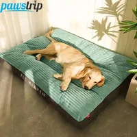 Lit chaud d'hiver pour chien, tapis de couchage en velours côtelé pour chien, doux, pour petits, moyens et grands chiens, lit pour chiot détachable et lavable 1