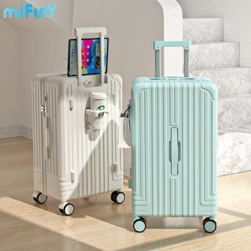 Mifuny Korean Style Luggage ABS Trolley Case Large Capacity Travel Case Business Boarding Case USB Suitcase Neutral Password Box