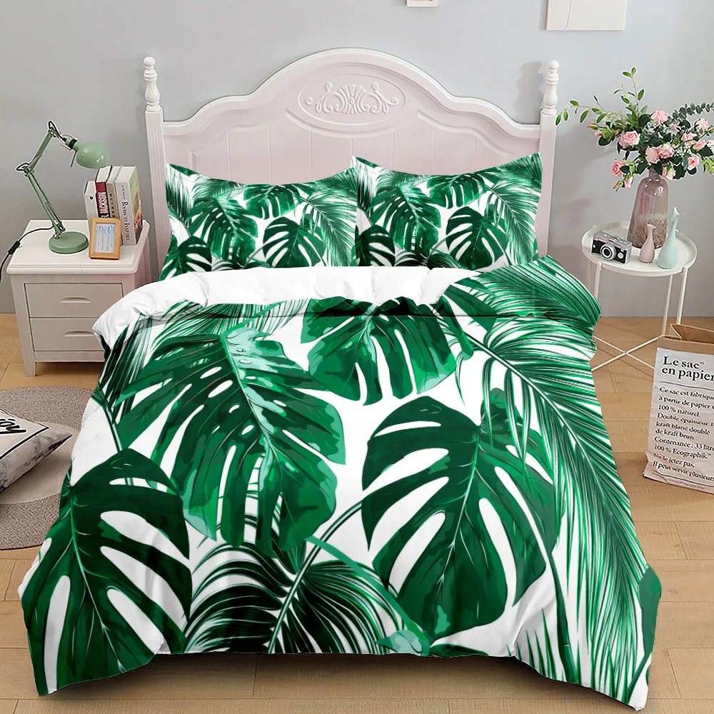 

Tropical Palmtree Leaves Duvet Cover Pillowcase Colorful Home Textiles 3 Pcs Duvet Cover Set Fashion Bedding Sets Comforter