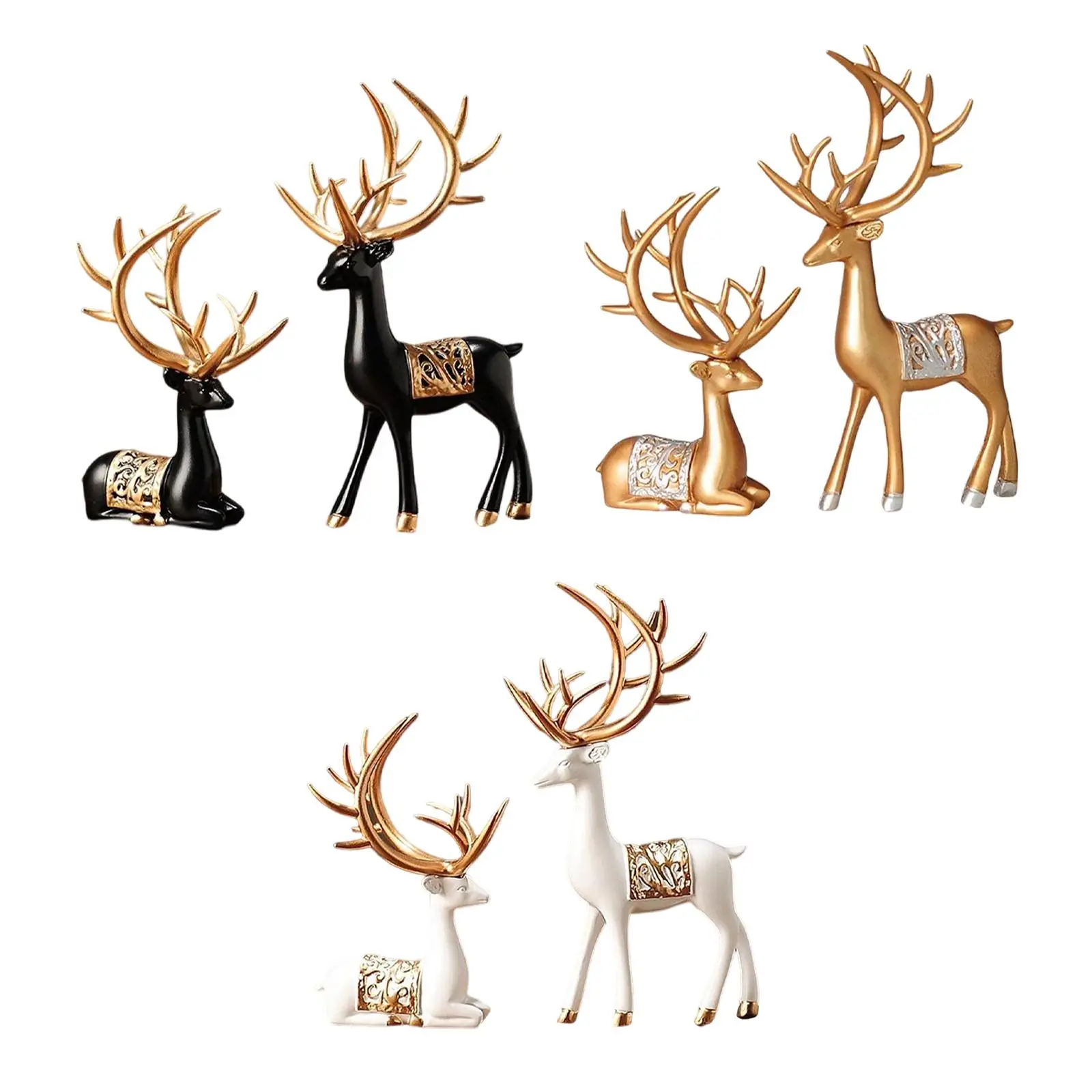 2PCS Reindeer Lover Statues – Elegant Deer Sculptures for Bedroom, Living Room, or Birthday Gift Décor 5