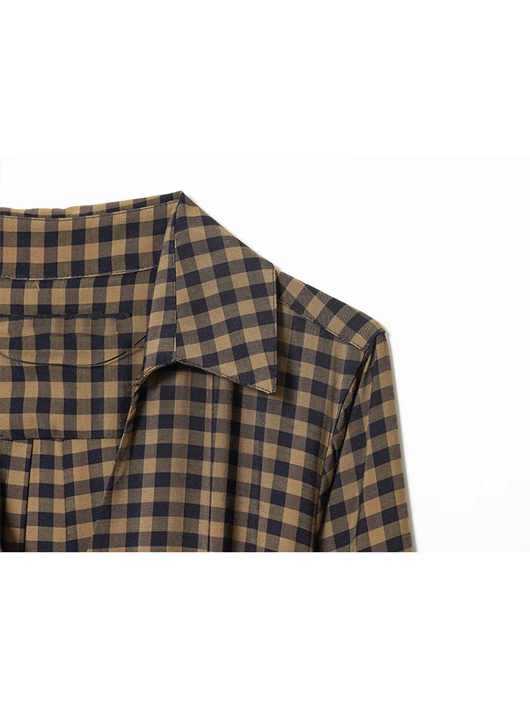 Women New Lace-Up Shirt Dress Fashion Long Sleeved Plaid Printed Turn Down Collar Leisure Elegant Midi Dress Female Clothing