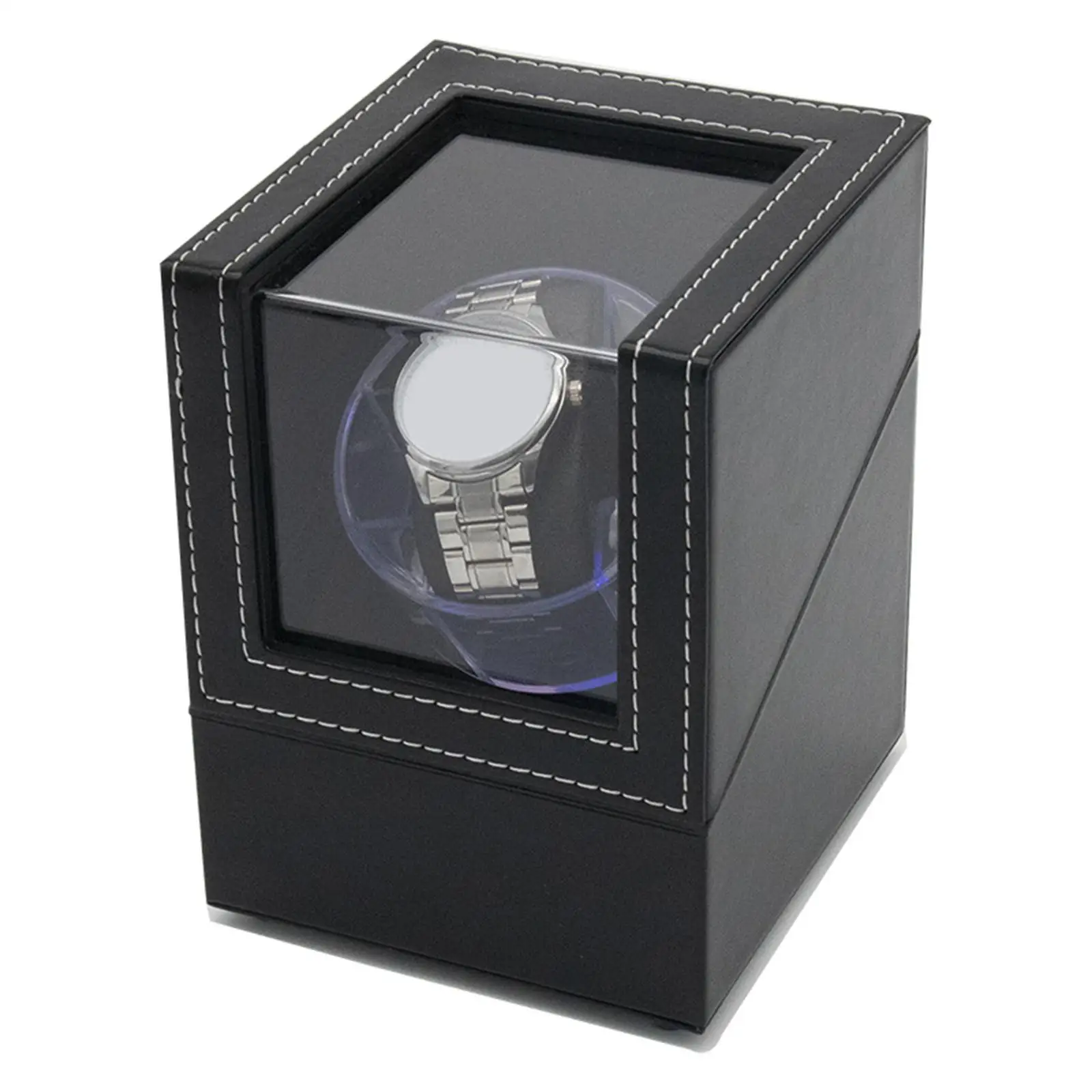 Single Watch Winder Box Watch Case with Quiet Motor Flexible Watch Pillows USB