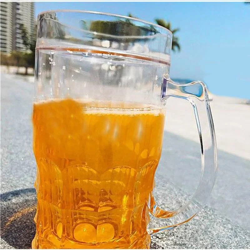 Creative Cool Double-layered Fake Beer Glass Thickened Cup with Handgrip Transparent Mugs Teasing Supplies 450ml glass cup heat resistant coffee glass cup heat resistant glass cup glass water cup