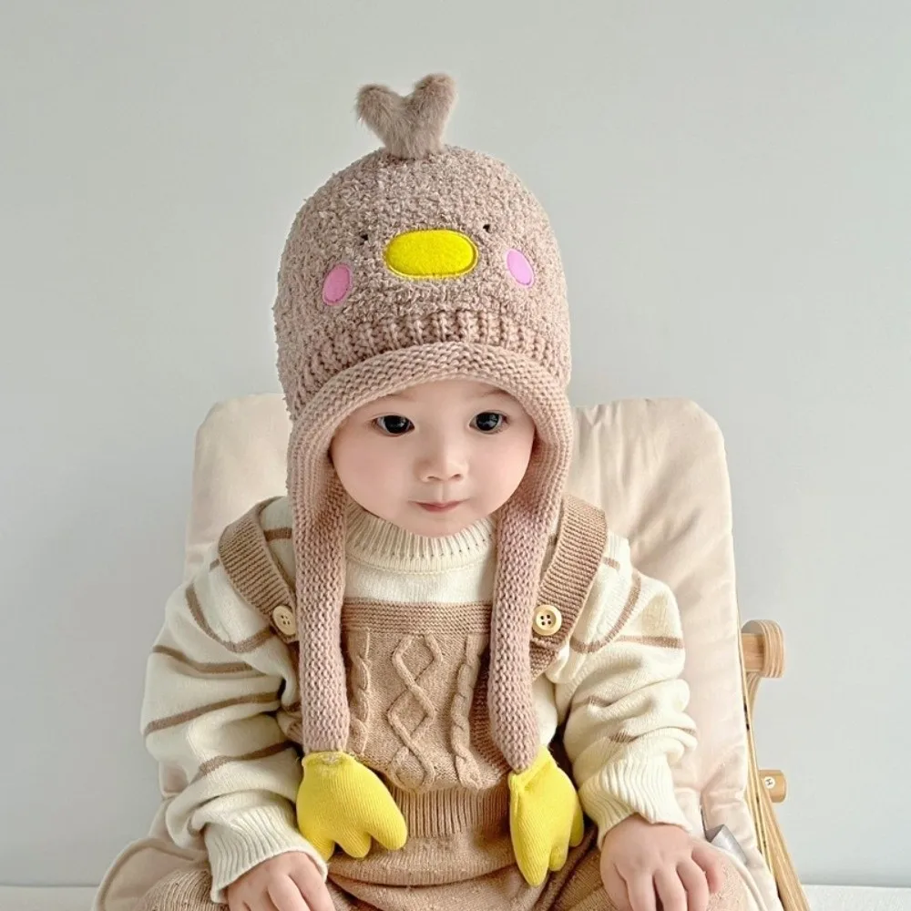 Fashion Cartoon Baby Plush Hat Pig Bear Knitted Hat Windproof Keep Warm Ear Protection Hat Outdoor