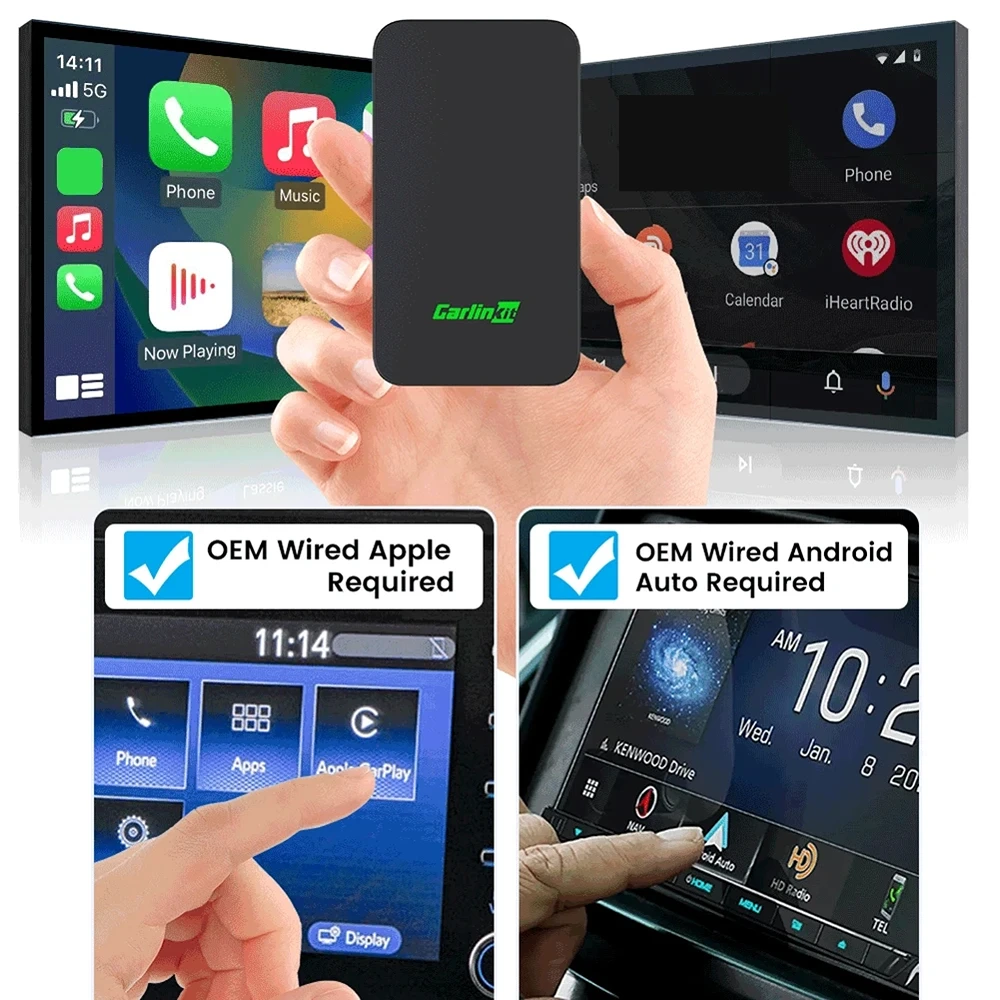 CarlinKit 5.0 2air CarPlay Android Auto Wireless Adapter Portable Dongle  for Car Radio with Wired CarPlay/Android Auto