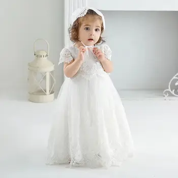 Abiti da battesimo per il primo compleanno del neonato per bambini Ragazze Bianco Festa di nozze Abito da principessa Tulle Abiti estivi per bambini 0 1 2 anni