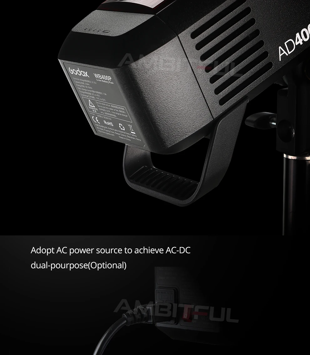Godox 400W AD400 Pro WITSTRO All-in-One Outdoor Flash AD400Pro Li-on Battery TTL