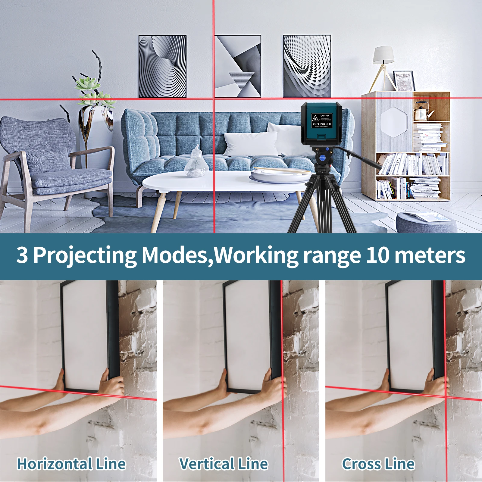 Hanmatek Laser level 2-line automatic leveling vertical and horizontal lines green red beam laser horizontal cross line
