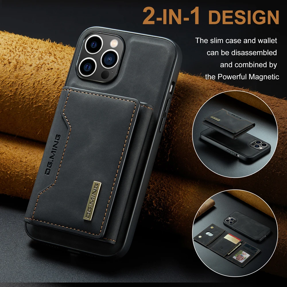 

Phone Case For IPhone 14 13 12 11 Pro Max XR XS X 2022 8 7 Plus 2 In 1 Detachable Magnetic Leather Case Wallet Card Holder Cover