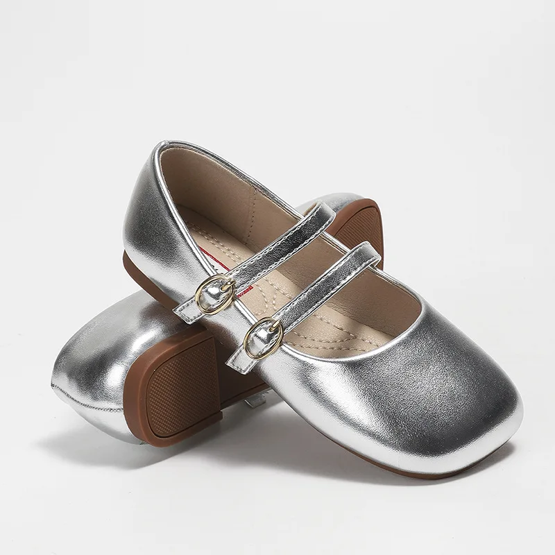 2024 Spring Autumn Korean Children Casual Leather Shoes Fashion Little Girl Soft Comfortable School Princess Birthday Party Shoe 4