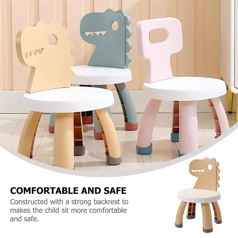 Cartoon Dinosaur Back Chair Kids Ergonomic Design Puzzle Pieces Stool for Home Children for Kindergarten Children