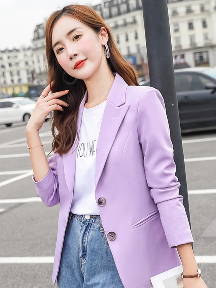High-quality Blazer Straight and Smooth Jacket Office Lady Style Coat Business Formal Wear Candy Color Fashion Tops