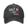 Unisex  Gulf of Mexico Est 1672 Print Hat Classic Distressed Denim Mexican Pride Baseball Cap Adjustable 1