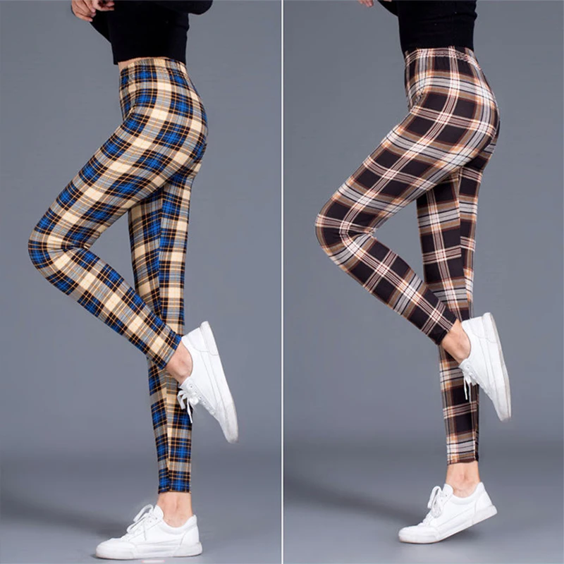 DeanFire Super Soft Milk Silk Grids Print Fitness Leggings Sexy Silm Legins Ankle Length Trouser Women Pants