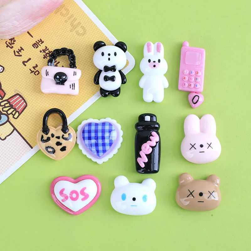 

100 шт., милые Мультяшные животные, принцесса, панда, с плоским основанием, искусственная смола, украшение для волос, бант, аксессуары для кукольного домика