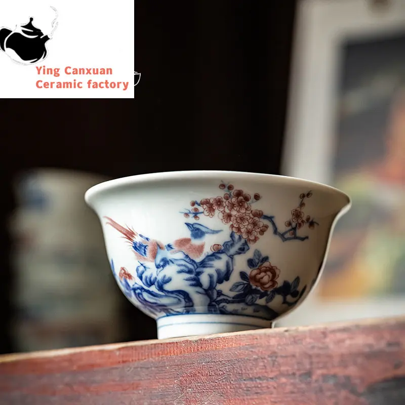 

Blue and white master cup Chinese style inside painting Kung Fu tea set Tea cup Tea bowl Vintage tea cup Single cup Large