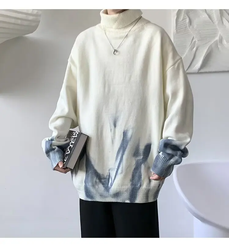 Description Picture 6 of itemSweaters Men Gentle Leisure Art American Style Aesthetic Tender Thermal Vibe Autumn Hombre Homme Pullovers Turtleneck Knitwear