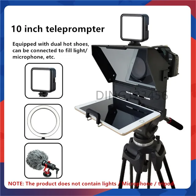 Introducing the 2021 10-Inch New Mini Teleprompter Portable Inscriber Mobile Artifact Video With Remote Control for Phone and DSLR Prompter