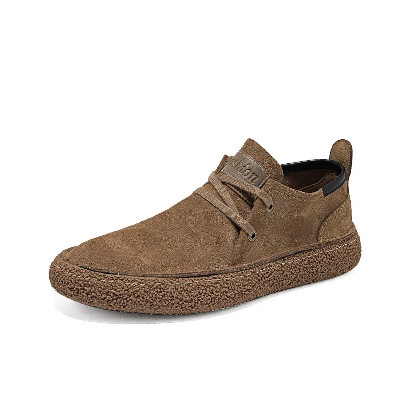 Men's Suede Genuine Leather Casual Shoes Lace-up Men Light Comfortable Driving Flats Mens Outdoor Oxfords Shoe 6