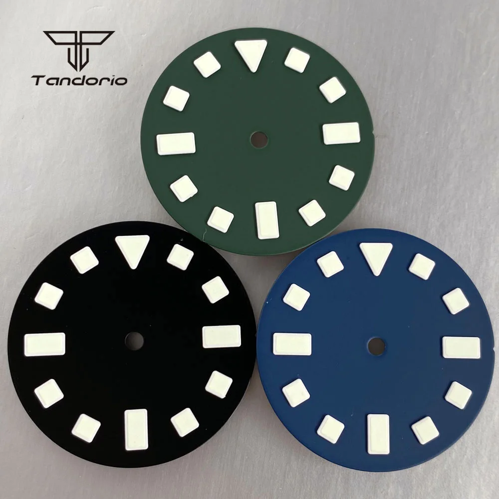 Blue/Black/Green 29mm Watch Dial Matte Face Green Luminous Fit NH35 NH36 NH38 Miyota8215 821A ETA2824 PT5000 Wristwatch Parts
