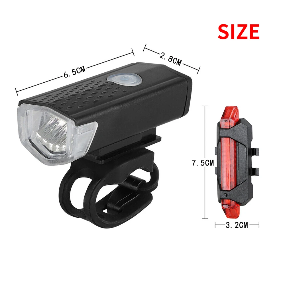 Bike Bicycle Light USB LED Rechargeable Set MTB Road Bike Front Back Headlight Lamp Flashlight Cycling Light Cycling Accessories - Image 2