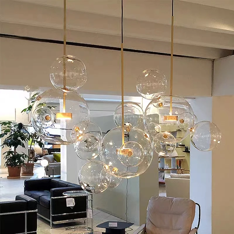 

Nordic Mickey Glass Ball Pendant Lamps Creative Personality Modern Simple Restaurant Kitchen Hanging Lights Led Home Decoration