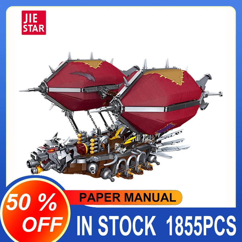 

JIESTAR MOC 58036 Blocks Ship Science Fiction Warcraft Airship Building Blocks Model Adult Blocks Children Birthday Toys Gift