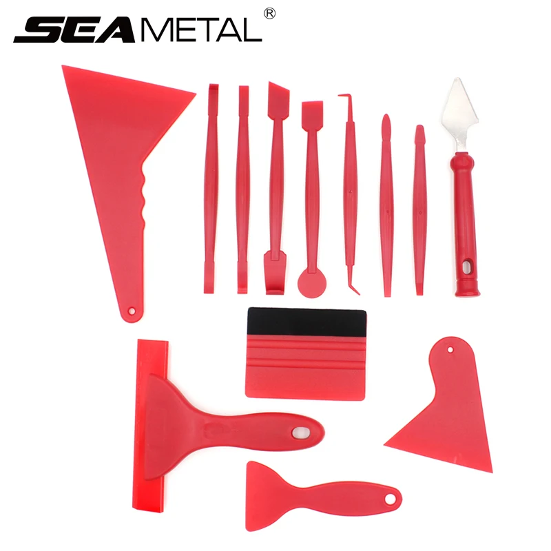 SEAMETAL 자동차 필름 랩 도구 키트, 비닐 가장자리 스크레이퍼 커터 스퀴지 세트, 창문 색조 포장 도구, 자동차 액세서리, 7 개, 13 개