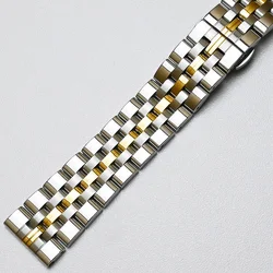 Sleek Stainless Steel Curved End Watch Band - 18mm (Silver Gold)