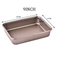 Deluxe Nonstick Golden Carbon Steel Baking Tray - Premium Square Bakeware for Cakes, Bread, Pastries, and Biscuits (Deep 9in)