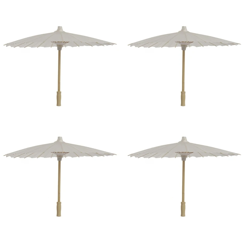 White Paper Parasol Umbrella Chinese Japanese Paper Umbrella Wedding Decoration (Diameter 30Cm Random Handle)