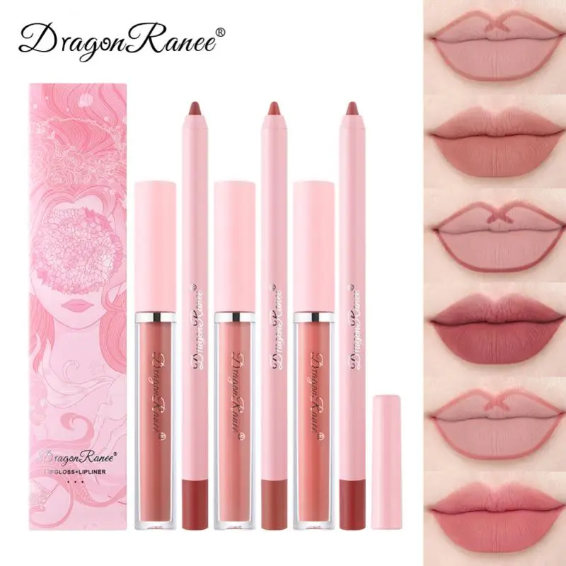 12 Colors Lip Glaze With Lip Liner Pencil Makeup Lipstick Pencils